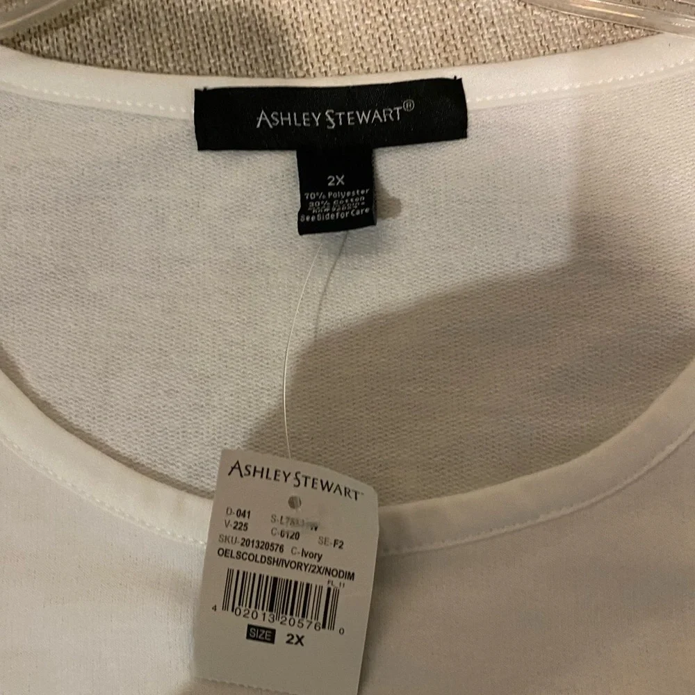 Ashley Stewart White Embellished Shoulder Pullover - Picture 5 of 5